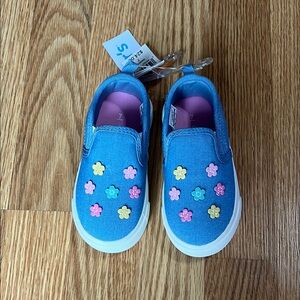 Carter's Blue Kids Slip-On Shoes with Flower Design